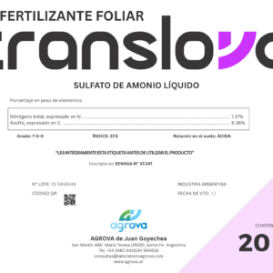 TRANSLOVA (Sulfato de amonio 65% p/v) – Acondicionador de agua y activador